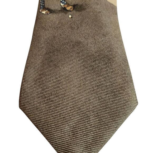 Brooks Brothers 100% Silk Vintage Golf Print Tie Green/Gold - Picture 7 of 8